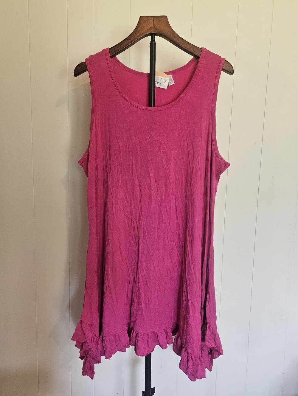 NWT LoGo Layers Pink Sleeveless Ruffle-Hem Casual Dress Size 1X